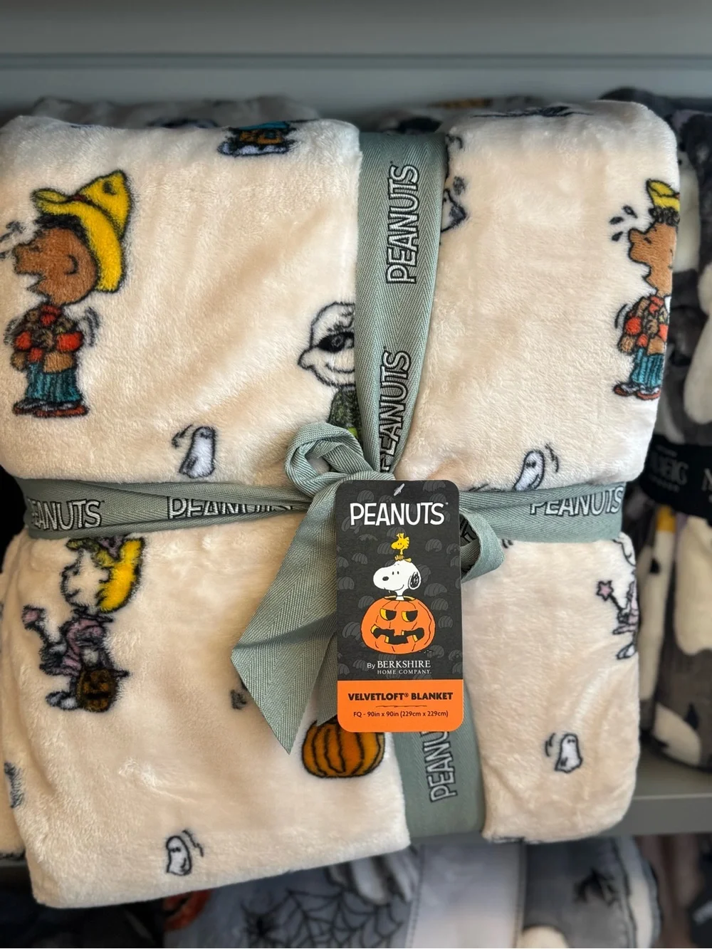Peanuts Cream Velvetoft™ Blanket with Colorful Snoopy & Friends Print